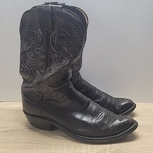 Olathe Boot Company Chocolate Brown Leather Pointed Toe Cowboy Boots Size 12c